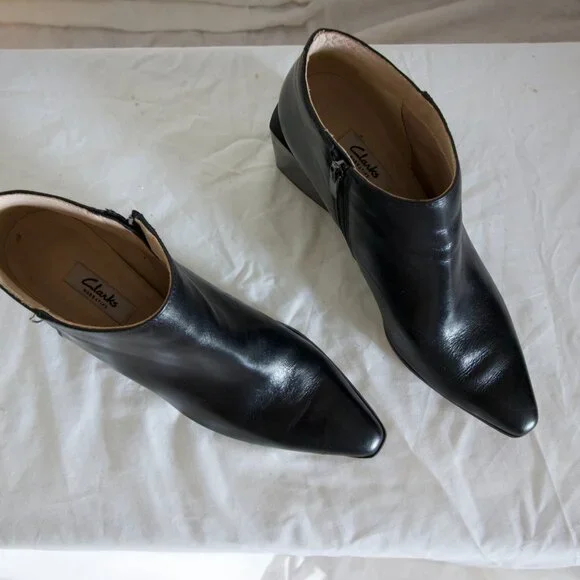 Black Leather Heeled Booties - Picture 2 of 3